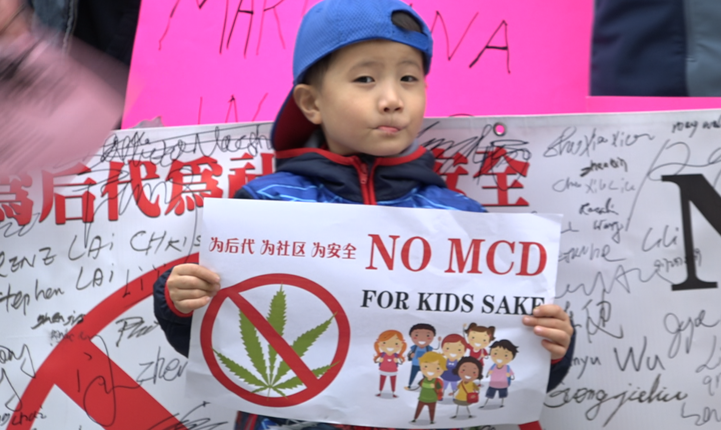 Kid Protesting against Marijuana